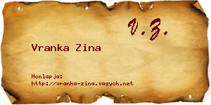 Vranka Zina névjegykártya